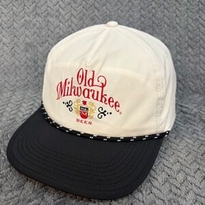 Old Milwaukee Beer Rope Hat White Black Snapback Hat Rare Sample Tag